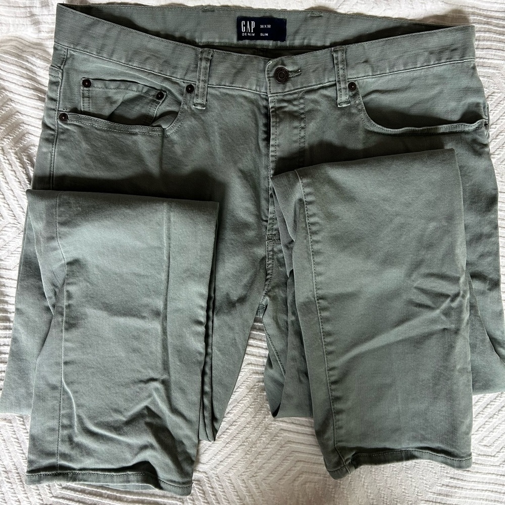 Gap Slim Jeans with GapFlex - Soft Jade Green - 36x32